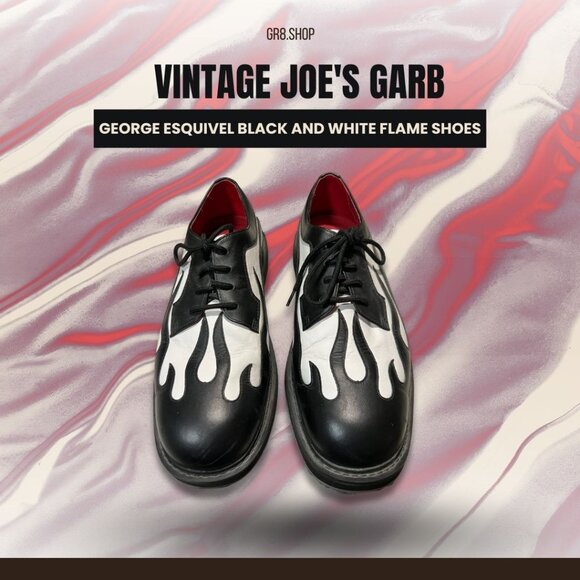 George Esquivel Black & White Flame Leather Shoes Size 9.5 - Picture 1 of 8
